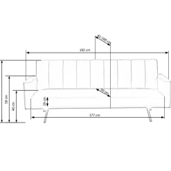 Divano letto 3 posti 192x82 cm velluto grigio scuro Nespolo