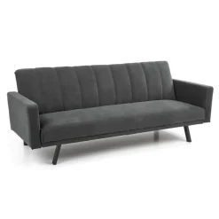 Divano letto 3 posti 192x82 cm velluto grigio scuro Nespolo