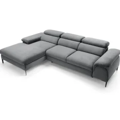 Divano letto regolabile angolare sinistra 4 posti 288x182cm tessuto grigio chiaro Loungey
