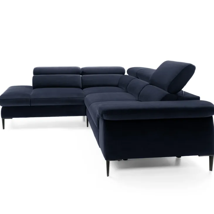 Divano letto regolabile angolare sinistra 5 posti 280x214cm tessuto blu Snuggity