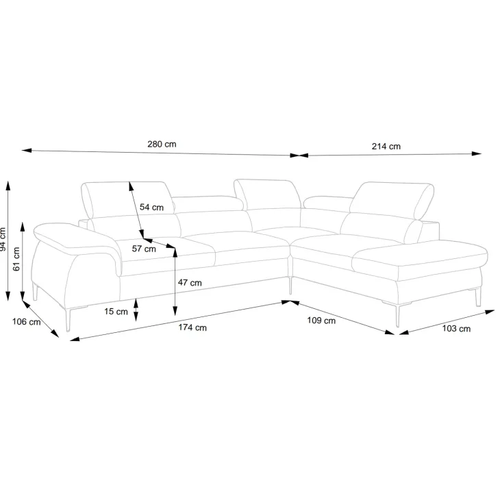 Divano letto regolabile angolare sinistra 5 posti 280x214cm tessuto arancio corallo Snuggity