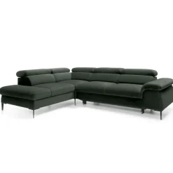Divano letto regolabile angolare sinistra 5 posti 280x214cm tessuto verde Snuggity