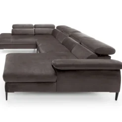 Divano letto regolabile angolare sinistro 5 posti 353x214cm tessuto tortora scuro Calmora