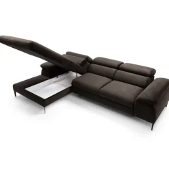 Divano letto regolabile angolare sinistra 4 posti 288x182cm tessuto marrone Loungey