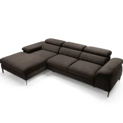 Divano letto regolabile angolare sinistra 4 posti 288x182cm tessuto marrone Loungey
