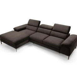 Divano letto regolabile angolare sinistra 4 posti 288x182cm tessuto marrone Loungey
