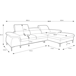 Divano letto regolabile angolare sinistra 4 posti 288x182cm tessuto rosso bordeaux Loungey