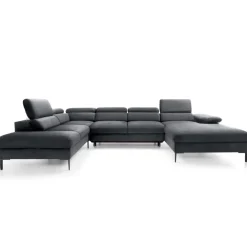 Divano letto regolabile angolare sinistro 5 posti 353x214cm tessuto grigio scuro Calmora