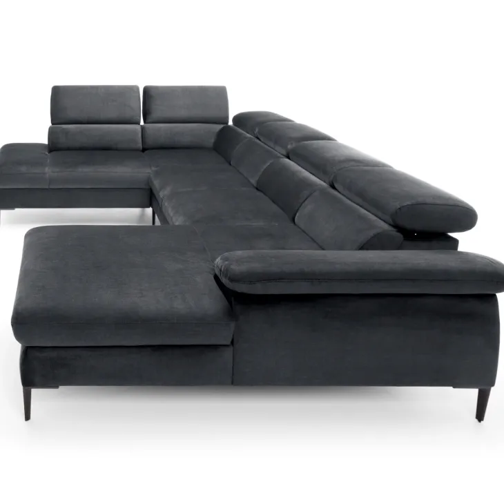 Divano letto regolabile angolare sinistro 5 posti 353x214cm tessuto grigio scuro Calmora