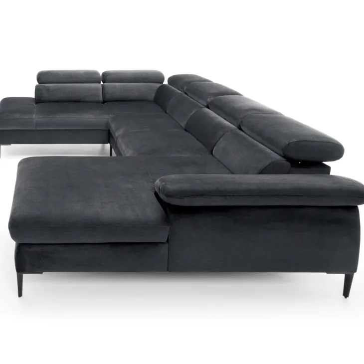 Divano letto regolabile angolare sinistro 5 posti 353x214cm tessuto grigio scuro Calmora