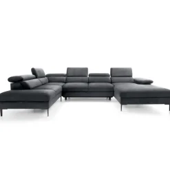 Divano letto regolabile angolare sinistro 5 posti 353x214cm tessuto grigio scuro Calmora