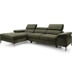 Divano letto regolabile angolare sinistra 4 posti 288x182cm tessuto verde oliva Loungey