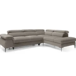 Divano letto regolabile angolare destra 5 posti 280x214cm tessuto tortora Snuggity