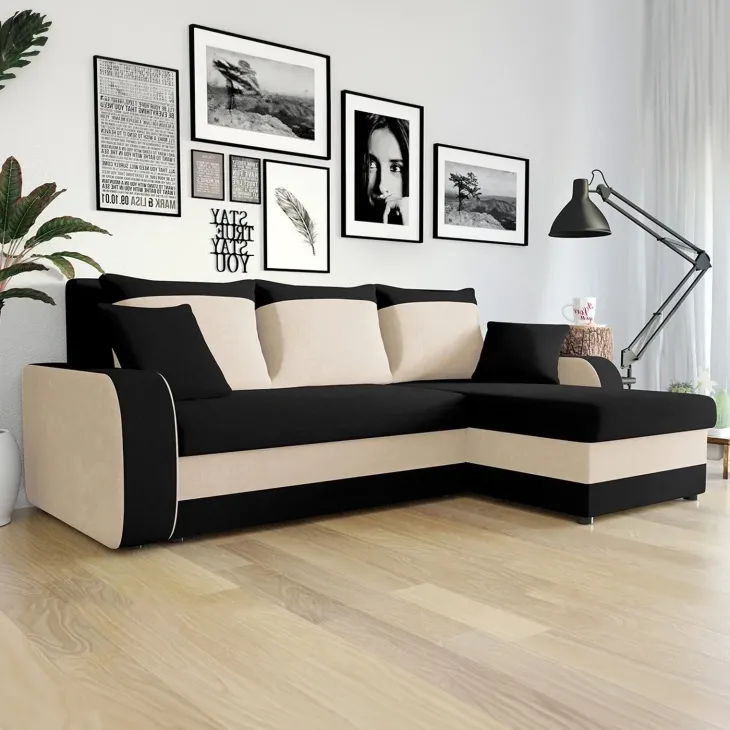 Divano letto reversibile 3 posti moderno 238cm nero écru Flow