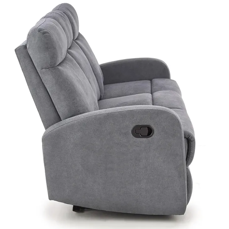 Divano reclinabile 3 posti in tessuto 180cm grigio Denar