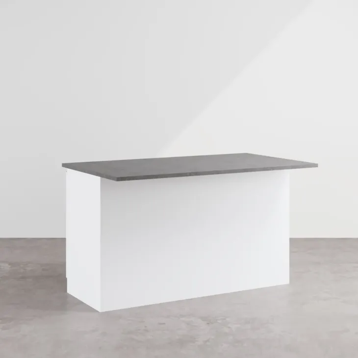 Isola cucina centrale 155x90cm 3 ante bianco laccato con piano grigio effetto pietra Gourmet