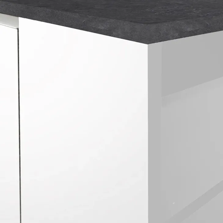 Isola cucina centrale 155x90cm 3 ante bianco laccato con piano grigio effetto pietra Gourmet