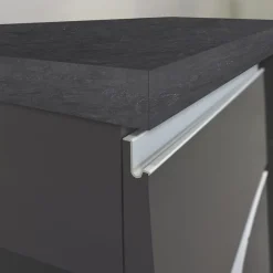 Isola cucina centrale 155x90cm 3 ante antracite opaco con piano grigio effetto pietra Gourmet
