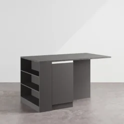 Isola cucina centrale 160x90cm 2 ante e vani antracite opaco con piano grigio effetto pietra Gourmet