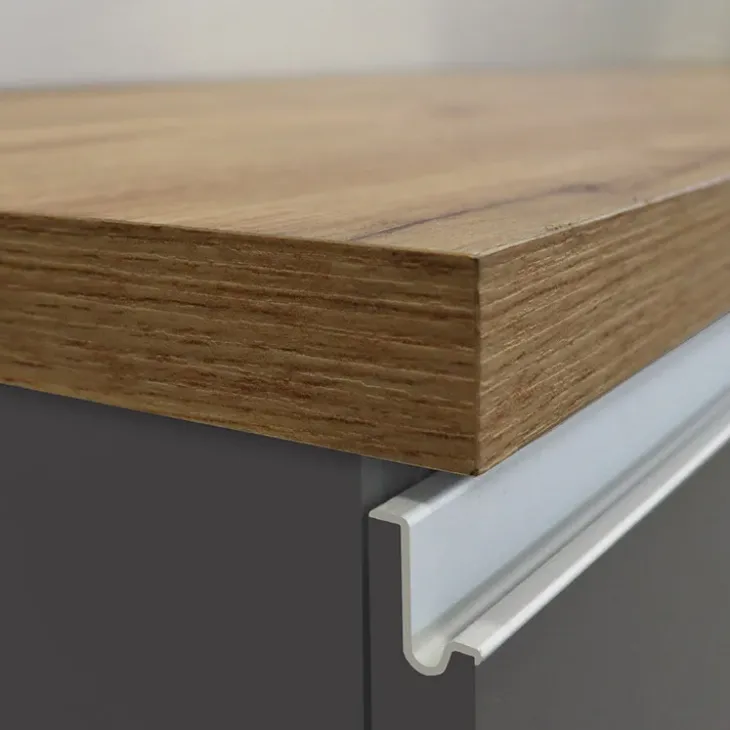 Isola cucina centrale 160x90cm 2 ante e vani antracite opaco con piano rovere Gourmet