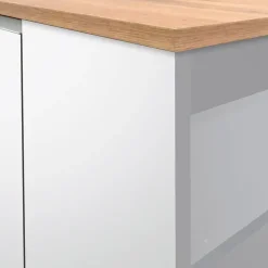 Isola cucina centrale 160x90cm 2 ante e vani bianco laccato con piano rovere Gourmet