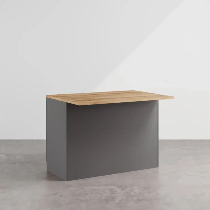 Isola cucina centrale 125x90cm antracite piano rovere Gourmet