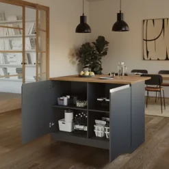 Isola cucina centrale 125x90cm antracite piano rovere Gourmet