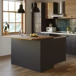 Isola cucina centrale 125x90cm antracite piano rovere Gourmet
