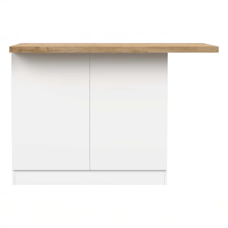 Isola cucina centrale 130x90cm 2 ante bianco lucido piano rovere chiaro Olmo