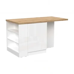Isola cucina centrale 160x90cm 2 ante bianco lucido piano rovere chiaro Olmo