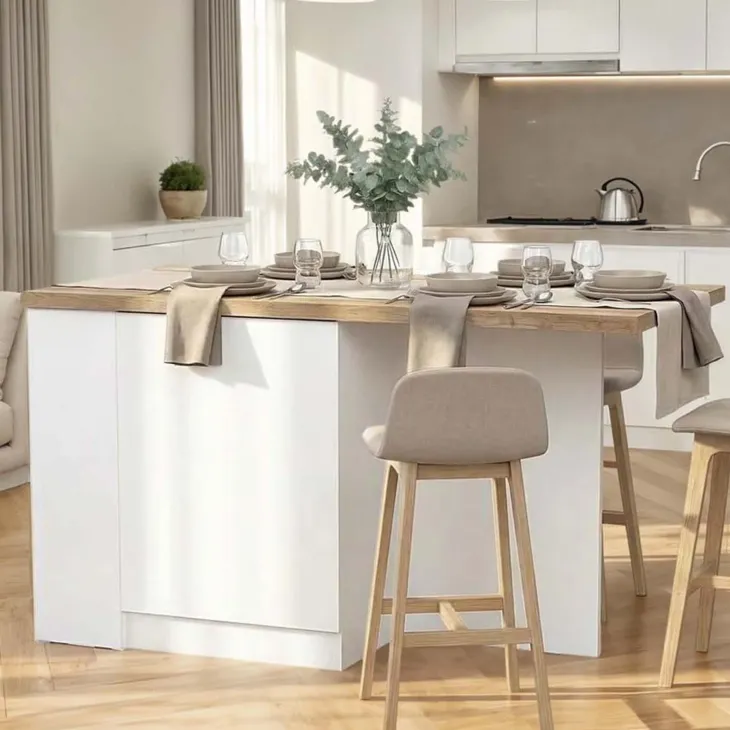 Isola cucina centrale 160x90cm 2 ante bianco lucido piano rovere chiaro Olmo