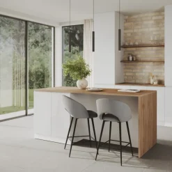 Isola cucina centrale 200x90 cm 4 ante bianco piano rovere Gourmet