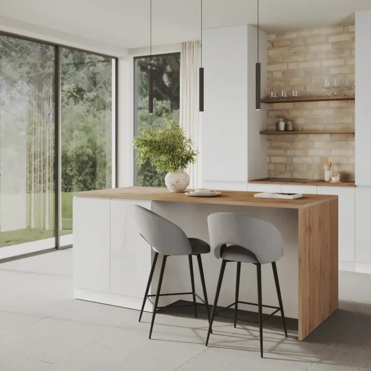 Isola cucina centrale 200x90 cm 4 ante bianco piano rovere Gourmet