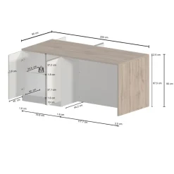 Isola cucina centrale 200x90 cm 4 ante antracite piano rovere Gourmet