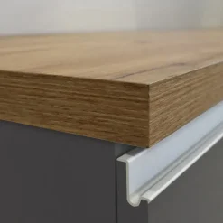 Isola cucina centrale 200x90 cm 4 ante antracite piano rovere Gourmet
