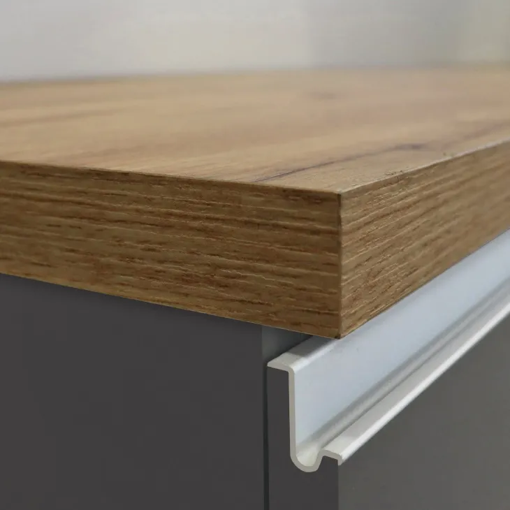 Isola cucina centrale 200x90 cm 4 ante antracite piano rovere Gourmet