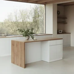 Isola cucina centrale 200x90 cm 4 ante 4 cassetti bianco piano rovere Gourmet