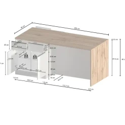 Isola cucina centrale 200x90 cm 4 ante 4 cassetti bianco piano rovere Gourmet