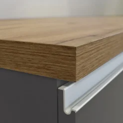 Isola cucina centrale 200x90 cm 4 ante 4 cassetti antracite piano rovere Gourmet