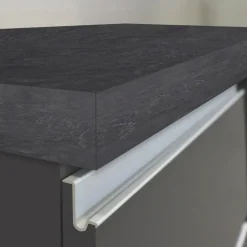 Isola cucina centrale 200x90 cm 4 ante 4 cassetti antracite piano grigio pietra Gourmet