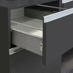 Isola cucina centrale 200x90 cm 4 ante 4 cassetti antracite piano grigio pietra Gourmet