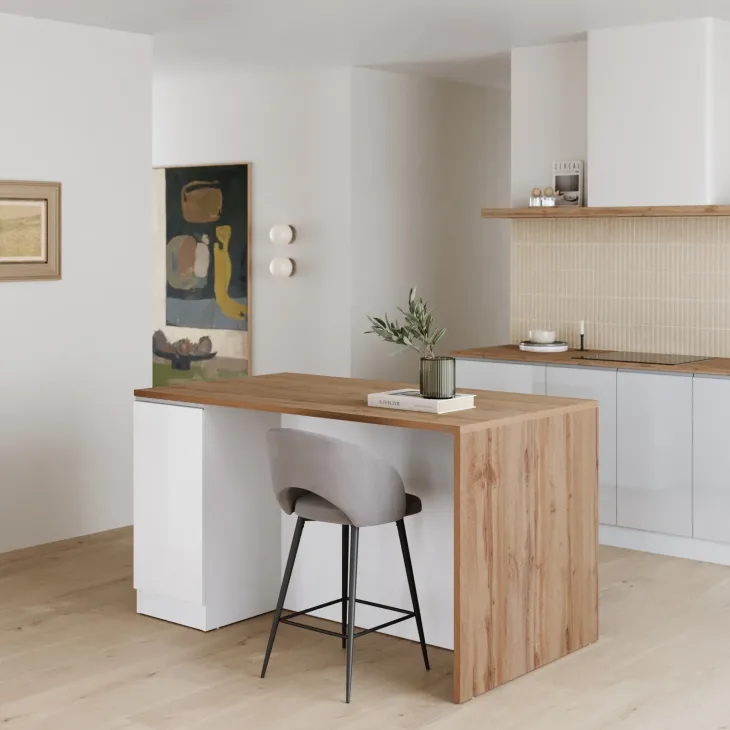 Isola cucina centrale 160x90 cm 2 ante bianco piano rovere Gourmet