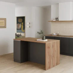 Isola cucina centrale 160x90 cm 2 ante antracite piano rovere Gourmet