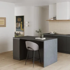 Isola cucina centrale 160x90 cm 2 ante antracite piano grigio pietra Gourmet