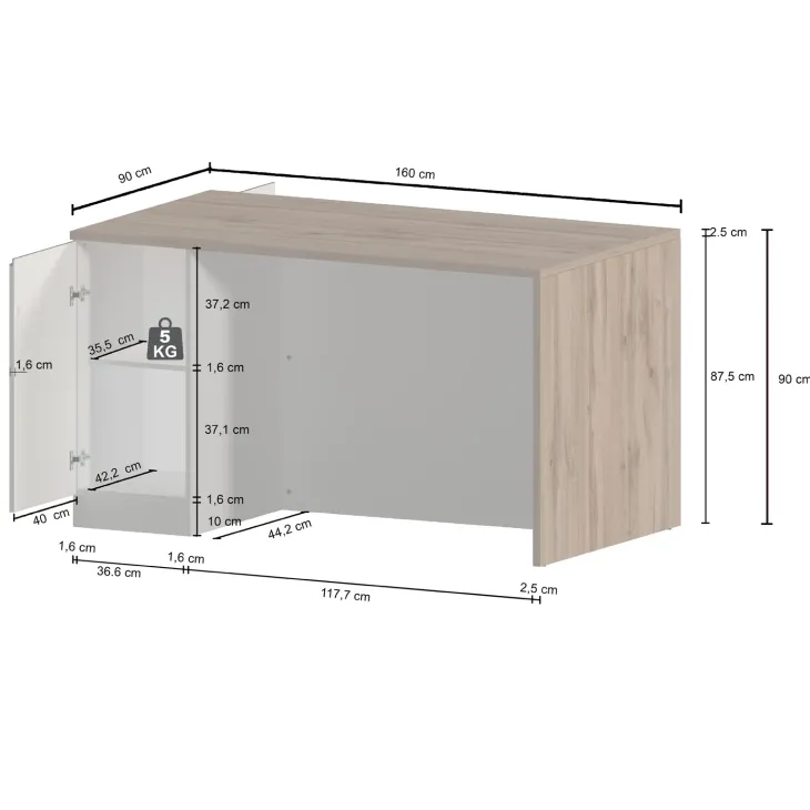 Isola cucina centrale 160x90 cm 2 ante antracite piano grigio pietra Gourmet