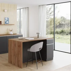 Isola cucina centrale 160x90 cm 2 ante 2 cassetti antracite piano rovere Gourmet