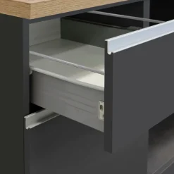 Isola cucina centrale 160x90 cm 2 ante 2 cassetti antracite piano rovere Gourmet
