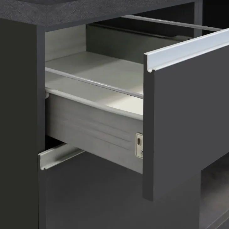 Isola cucina centrale 160x90 cm 2 ante 2 cassetti antracite piano grigio pietra Gourmet