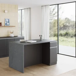 Isola cucina centrale 160x90 cm 2 ante 2 cassetti antracite piano grigio pietra Gourmet