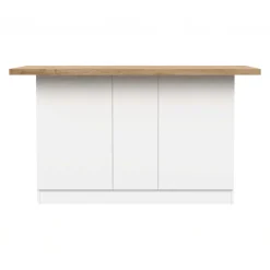 Isola cucina centrale 160x90cm 3 ante bianco lucido piano rovere chiaro Olmo